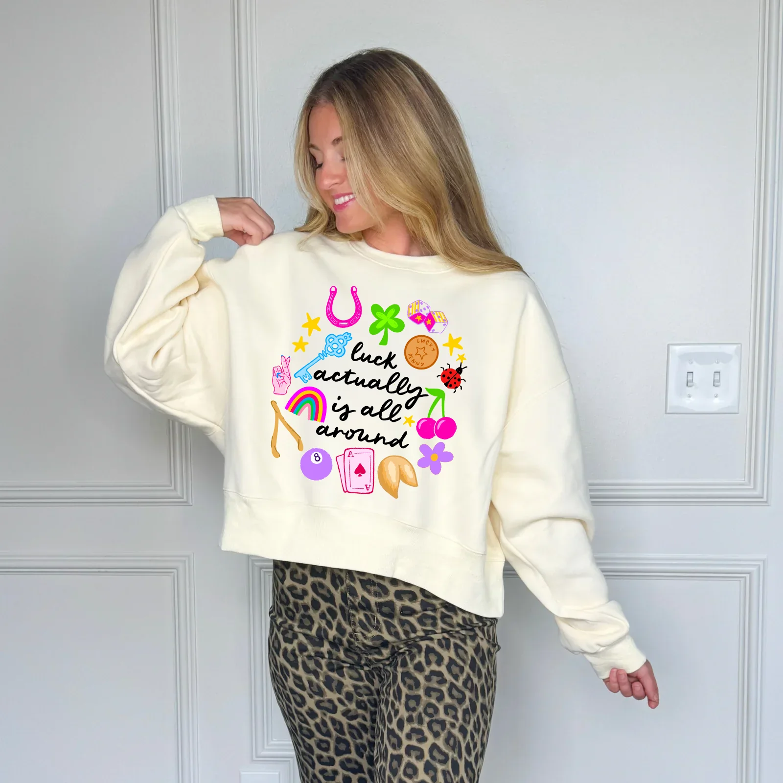 Luck Actually is All Around Crop Sweatshirt