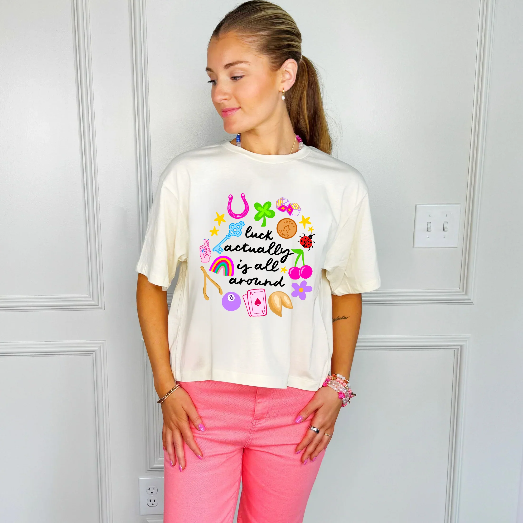 Luck Actually is All Around Crop Tee