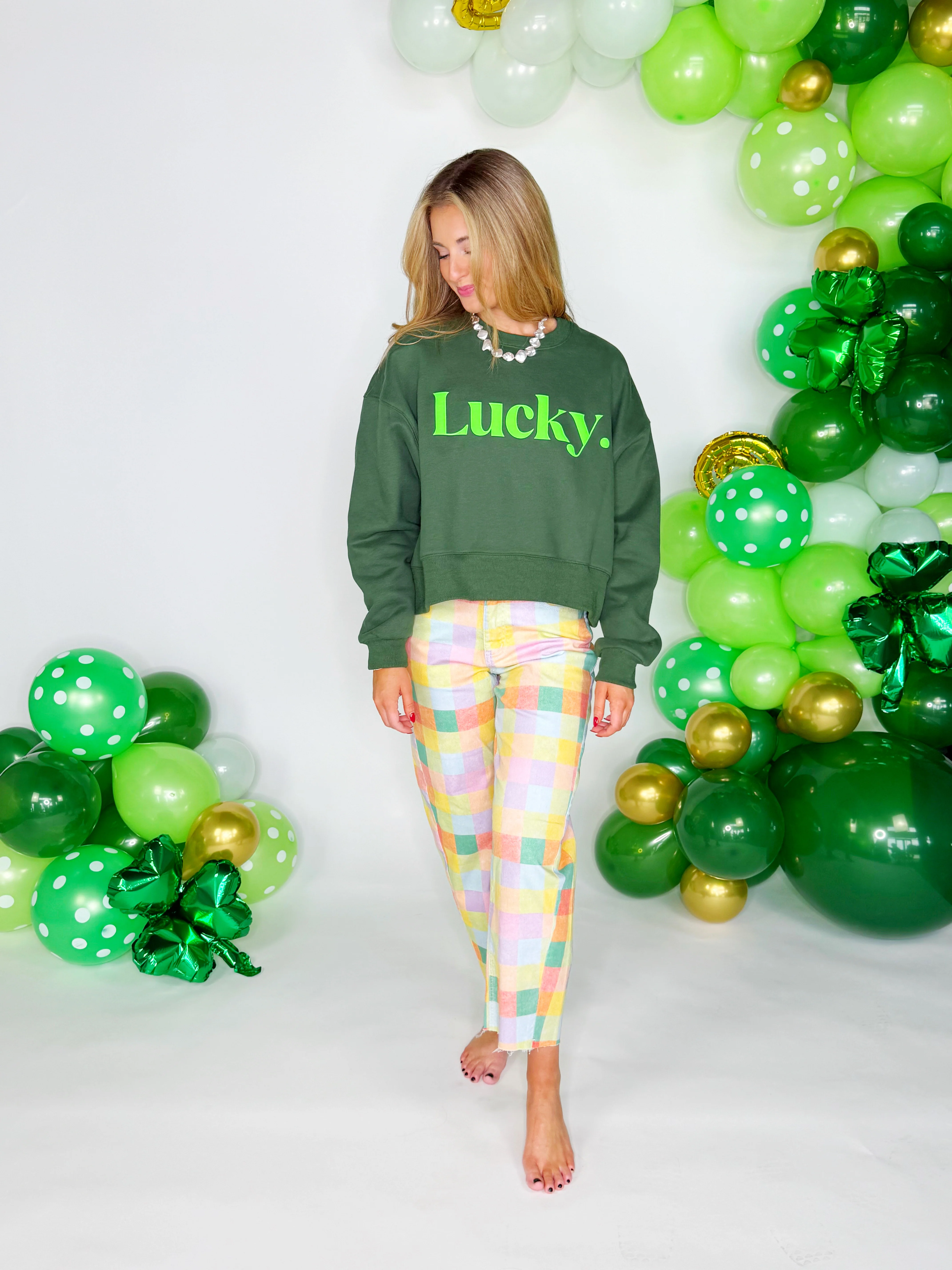 lucky. Puff Crop Sweatshirt