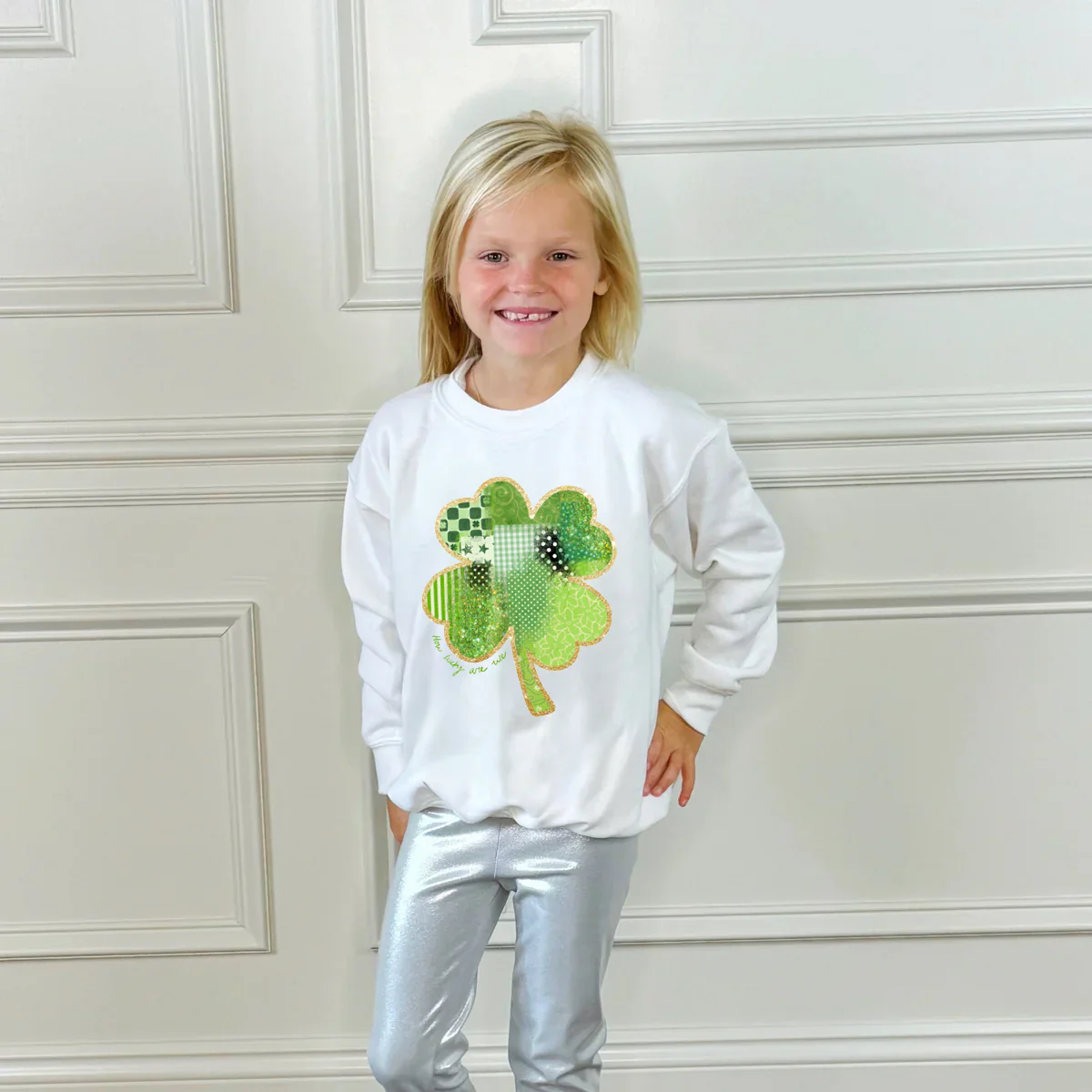 Patchwork Clover Youth & Adult Sweatshirt - Image 2